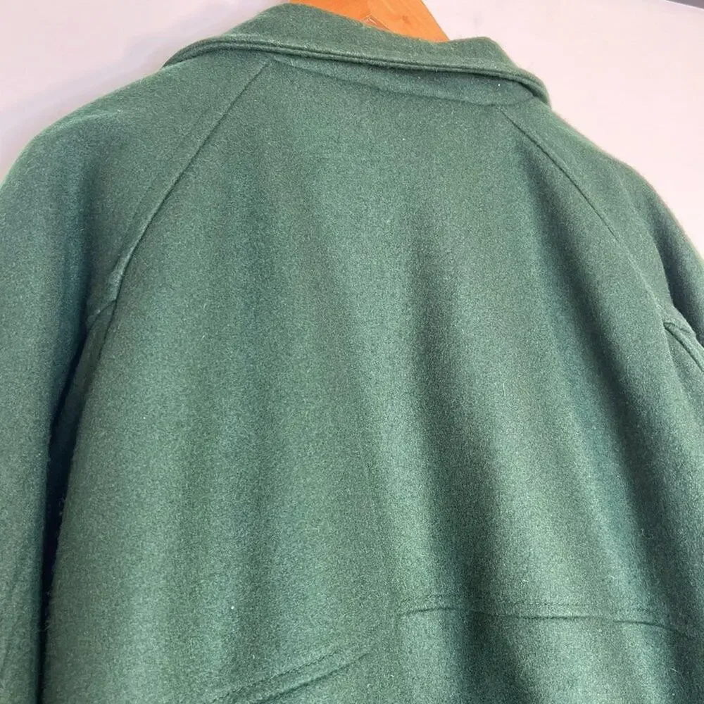 Vintage 90's Bugle Boy Hunter Green Wool Varsity Bomber Jacket Coat Mens M